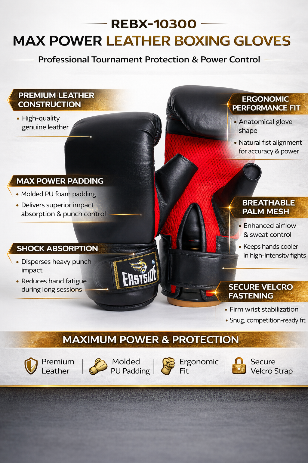 Max Power Leather Boxing Gloves